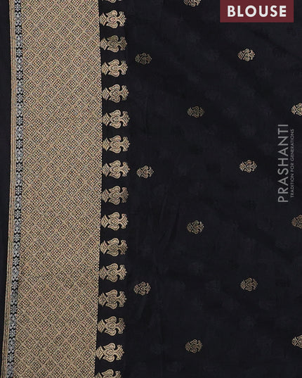 Semi kanchipuram partly saree black with allover silver & zari weaves and rettapet zari woven border