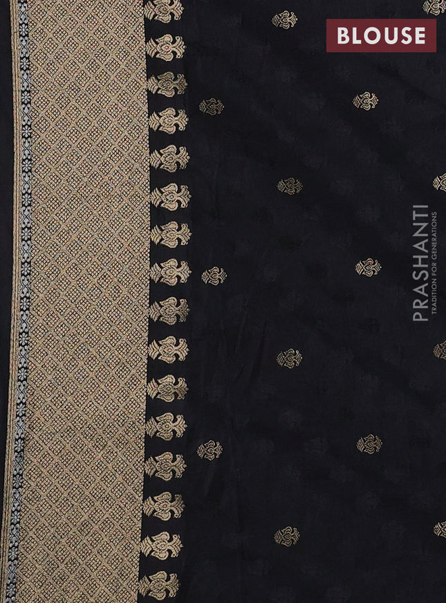 Semi kanchipuram partly saree black with allover silver & zari weaves and rettapet zari woven border