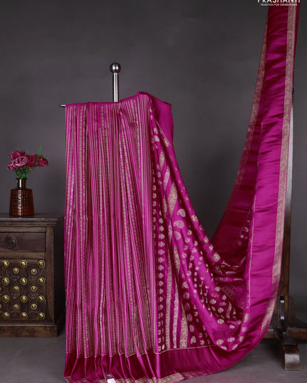 Semi kanchipuram partly saree pink with allover silver & zari weaves and rettapet zari woven border