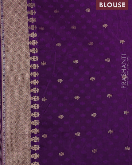 Semi kanchipuram partly saree purple with allover silver & zari weaves and rettapet zari woven border