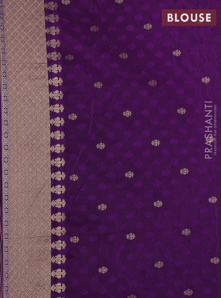 Semi kanchipuram partly saree purple with allover silver & zari weaves and rettapet zari woven border