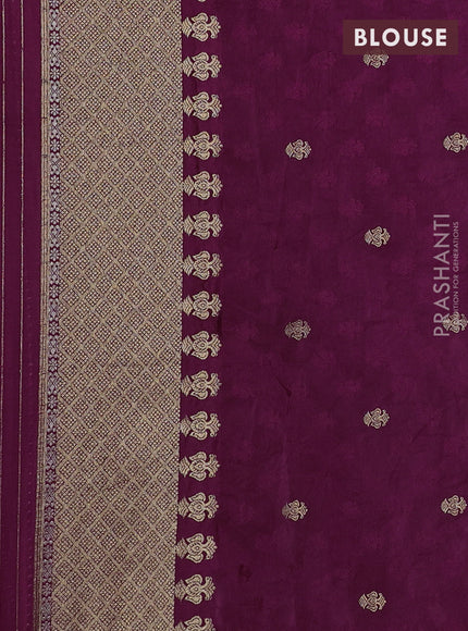 Semi kanchipuram partly saree wine shade with allover silver & zari weaves and rettapet zari woven border
