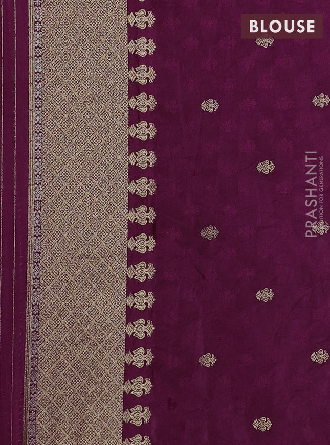 Semi kanchipuram partly saree wine shade with allover silver & zari weaves and rettapet zari woven border