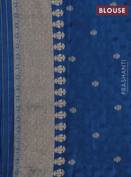 Semi kanchipuram partly saree peacock blue with allover silver & zari weaves and rettapet zari woven border