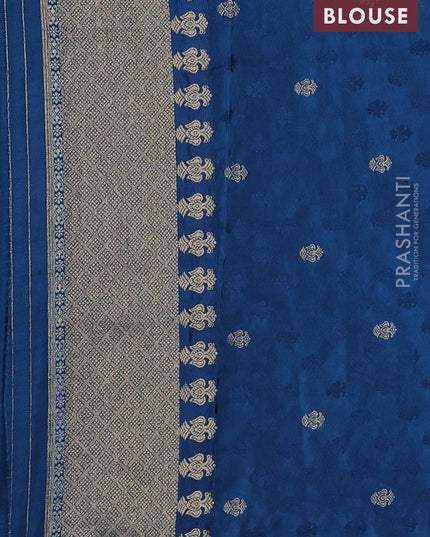 Semi kanchipuram partly saree peacock blue with allover silver & zari weaves and rettapet zari woven border