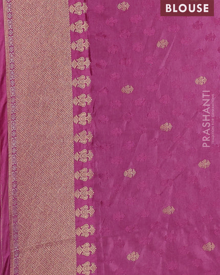 Semi kanchipuram partly saree mauve pink with allover silver & zari weaves and rettapet zari woven border