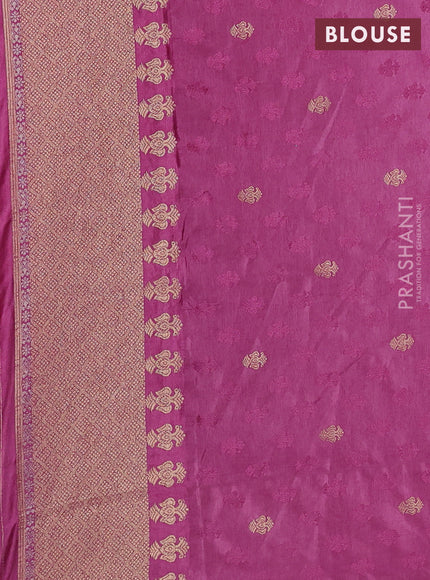 Semi kanchipuram partly saree mauve pink with allover silver & zari weaves and rettapet zari woven border
