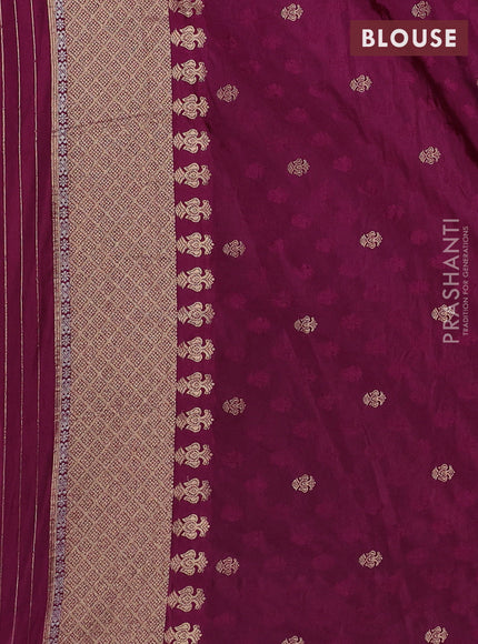 Semi kanchipuram partly saree purple shade with allover silver & zari weaves and rettapet zari woven border