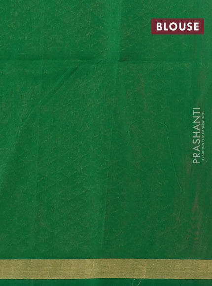 Kora silk cotton saree peach pink and green with silver & gold zari woven buttas and zari woven border