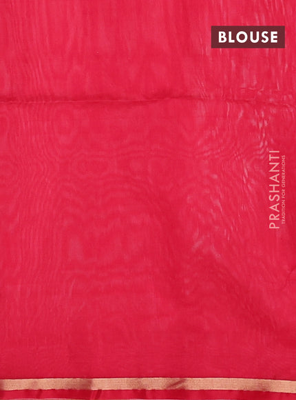 Kora silk cotton saree off white and red with zari woven buttas and zari woven piping border