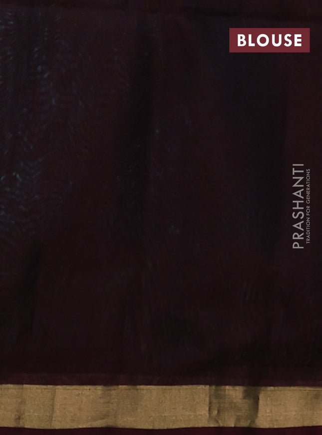 Kora silk cotton saree teal blue and deep maroon with thread & zari woven buttas and zari woven border