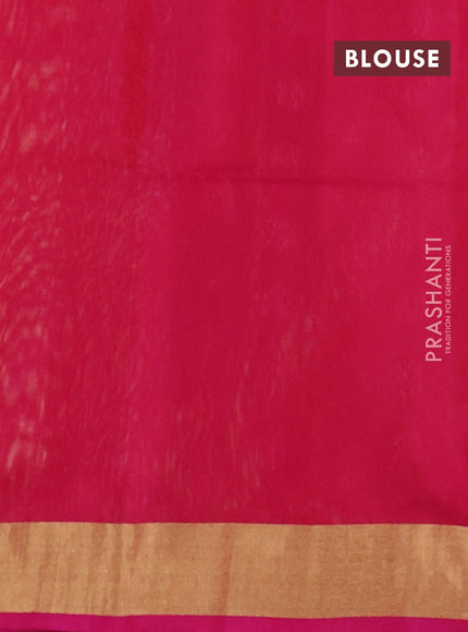 Kora silk cotton saree sandal and pink with silver & gold zari woven buttas and zari woven border