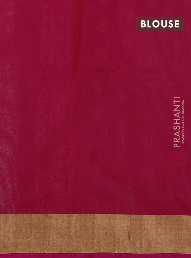 Kora silk cotton saree teal blue and pink with silver & gold zari woven buttas and zari woven border