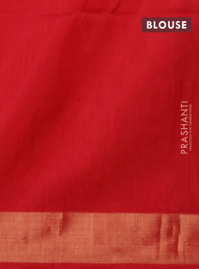 Kora silk cotton saree dual shade of dark mustard and red with silver zari woven buttas and zari woven border