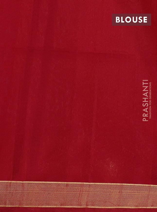 Kora silk cotton saree dark blue and red with allover thread & zari weaves and zari woven border