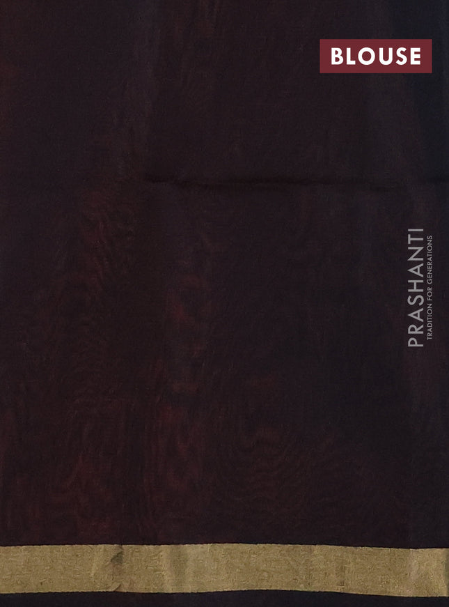 Kora silk cotton saree orange and black with thread & zari woven buttas and zari woven simple border