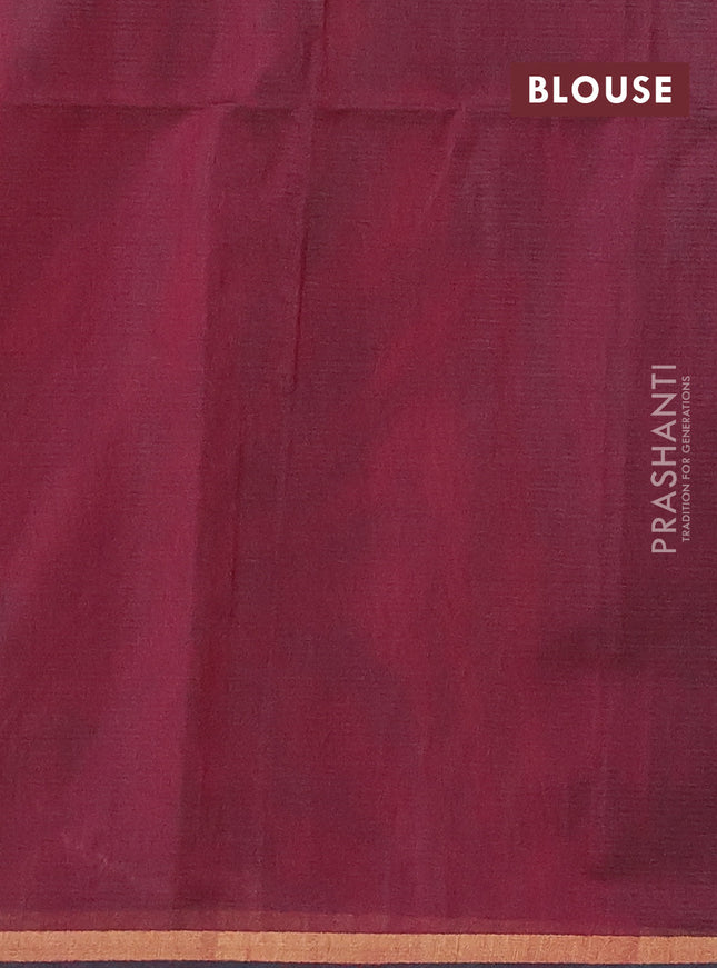 Kora silk cotton saree dual shade of pinkish orange and dual shade of pinkish green with thread & zari woven buttas and zari woven piping border