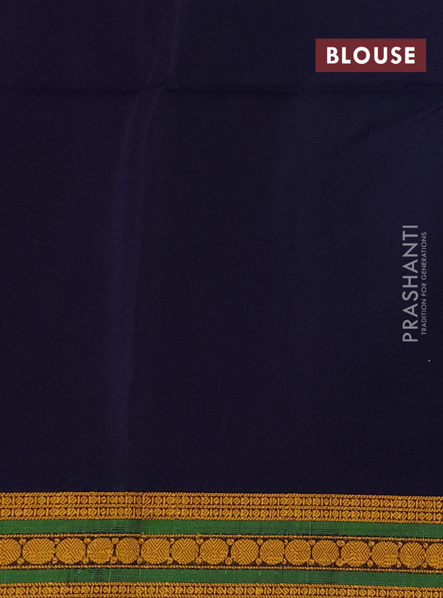 Kora silk cotton saree purple and navy blue with thread woven geometric buttas and thread woven border