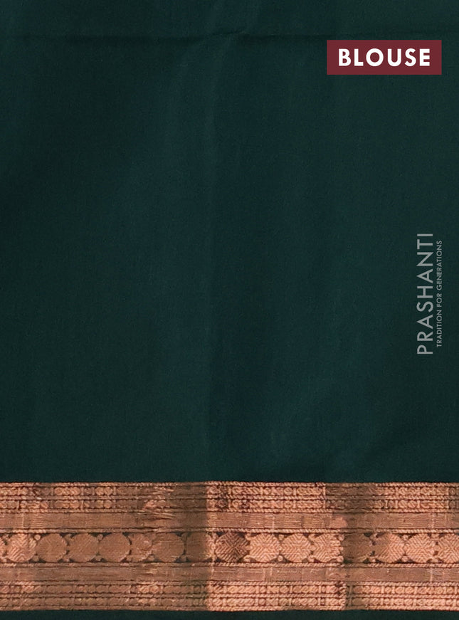 Kora silk cotton saree teal green shade and dark green with zari woven geometric buttas and zari woven border