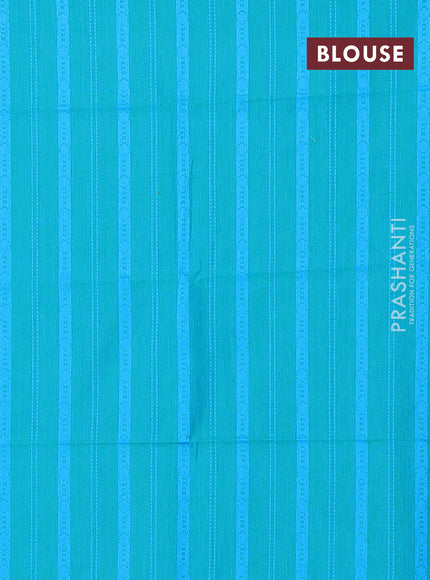 Chettinad cotton saree blue and teal green with thread woven buttas and thread woven border