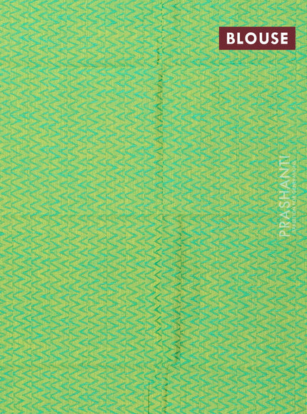 Chettinad cotton saree yellow and green with thread woven buttas and thread woven border