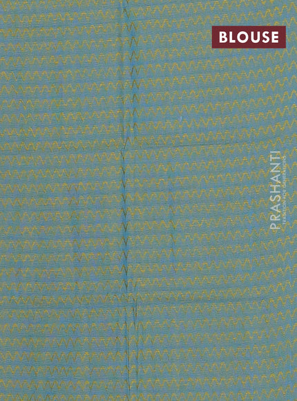 Chettinad cotton saree bluish purple and teal green with plain body and thread woven butta border