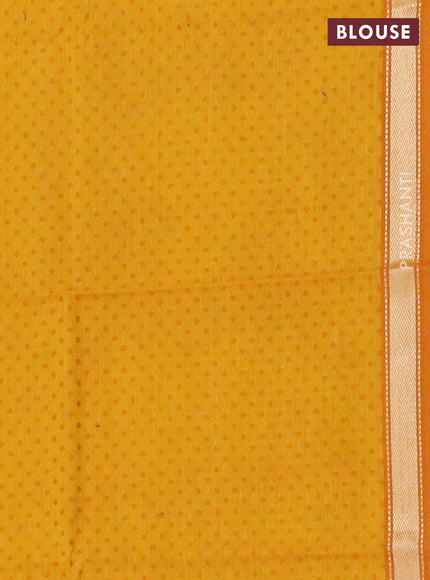 Chettinad cotton saree dual shade of blue and yellow with thread woven buttas and paisley thread woven border