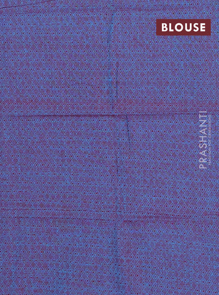 Chettinad cotton saree cs blue and brown with allover checks & thread woven buttas and zari woven border