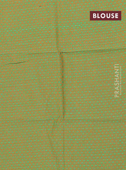 Chettinad cotton saree mustard yellow and green with allover checked pattern and paisley zari woven border