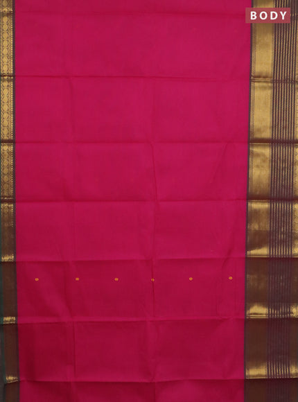 Chettinad cotton saree magenta pink and green with thread woven buttas and long zari woven border
