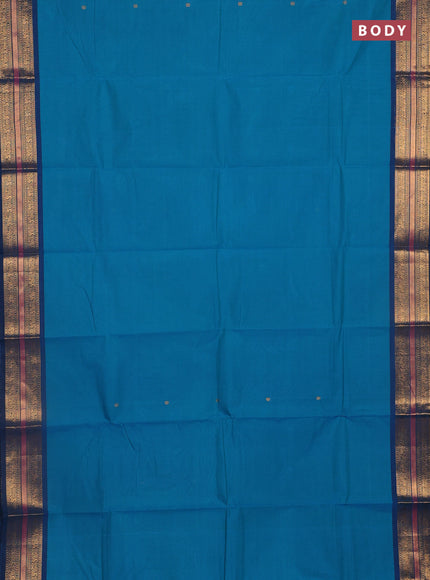 Chettinad cotton saree teal green and teal blue with zari woven buttas and zari woven border