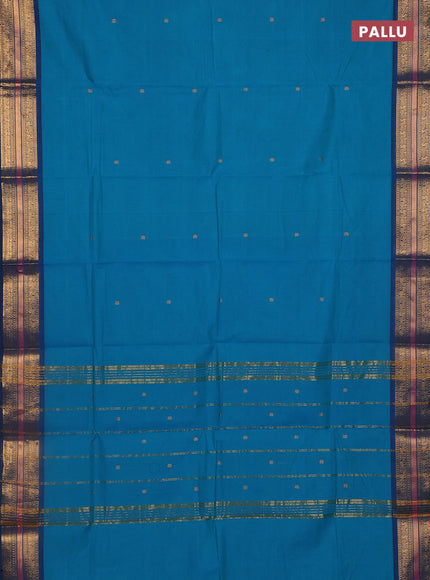 Chettinad cotton saree teal green and teal blue with zari woven buttas and zari woven border