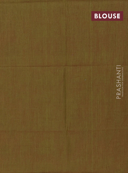 Chettinad cotton saree rust shade and green with allover small checked pattern and zari woven border