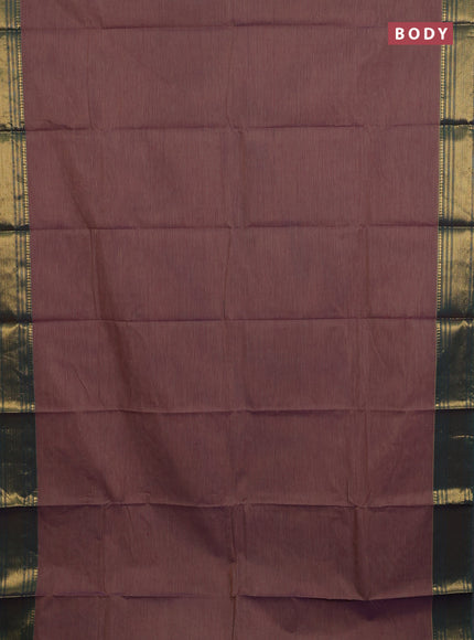 Chettinad cotton saree purple shade and green with allover small checked pattern and zari woven border