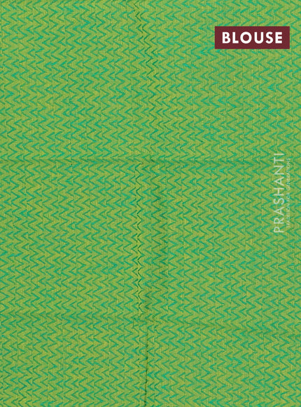 Chettinad cotton saree mustard yellow and green with allover small checked pattern and zari woven border