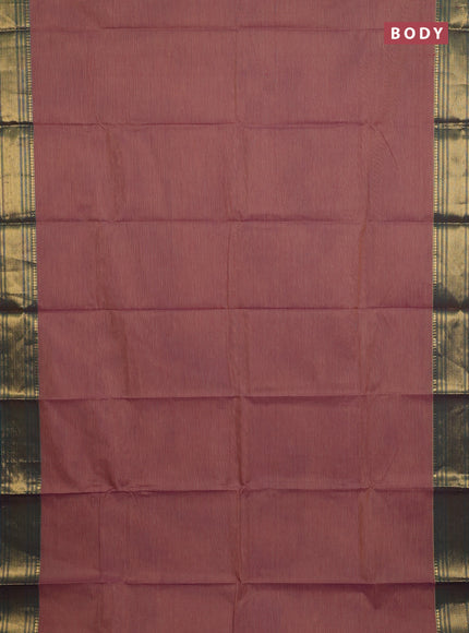 Chettinad cotton saree dual shade of pink and green with allover small checked pattern and zari woven border