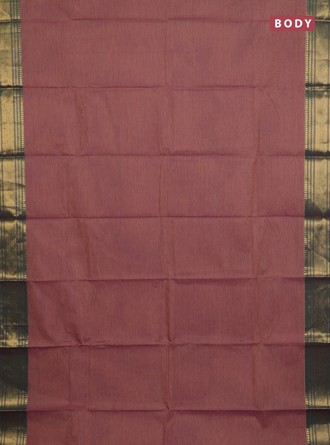 Chettinad cotton saree dual shade of pink and green with allover small checked pattern and zari woven border