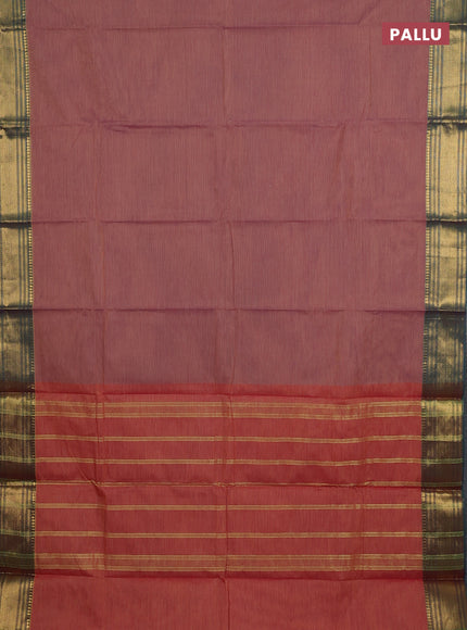 Chettinad cotton saree dual shade of pink and green with allover small checked pattern and zari woven border