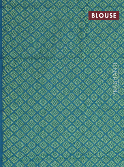 Chettinad cotton saree dual shade of pink and green with allover small checked pattern and zari woven border