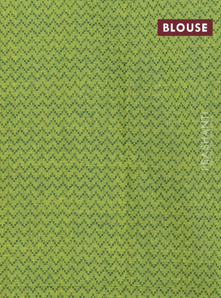 Chettinad cotton saree rustic orange and green with allover small checked pattern and zari woven border