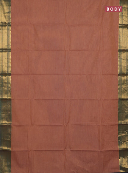 Chettinad cotton saree rust shade and teal green with allover small checked pattern and zari woven border
