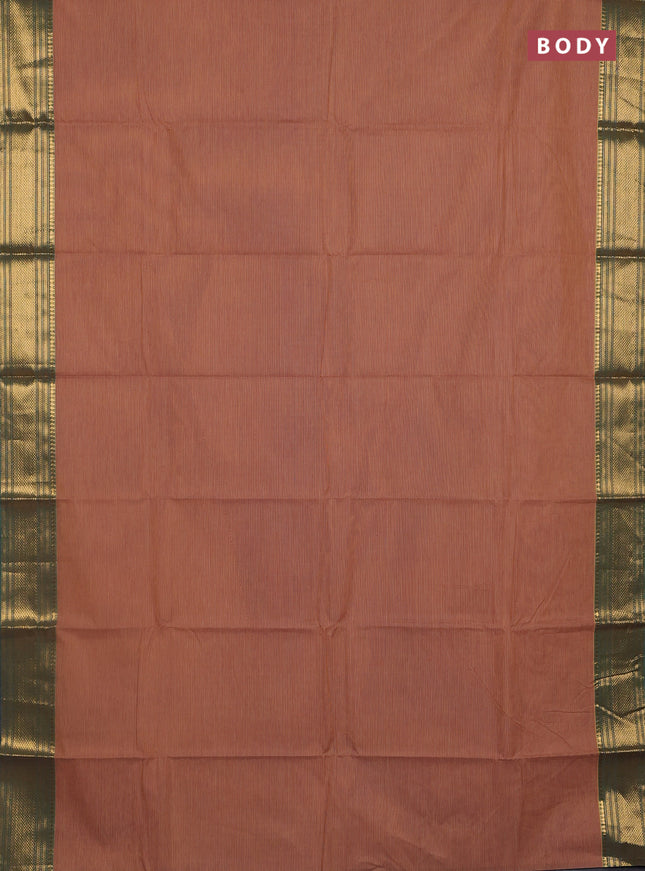 Chettinad cotton saree rust shade and teal green with allover small checked pattern and zari woven border