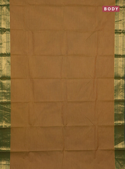 Chettinad cotton saree mustard green and light green with allover small checked pattern and zari woven border
