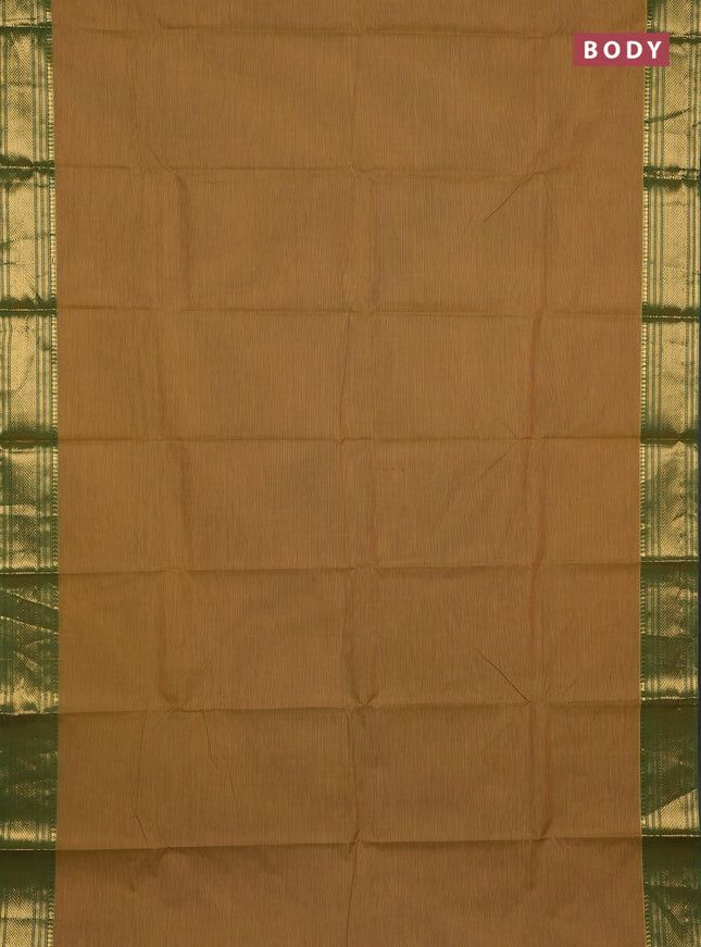 Chettinad cotton saree mustard green and light green with allover small checked pattern and zari woven border