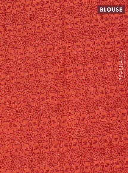Chettinad cotton saree dark sandal and red with plain body and rettapet zari woven butta border