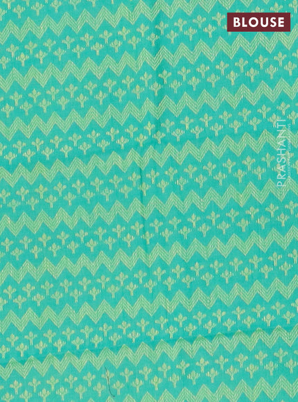 Chettinad cotton saree bottle green and teal green with plain body and rettapet zari woven butta border