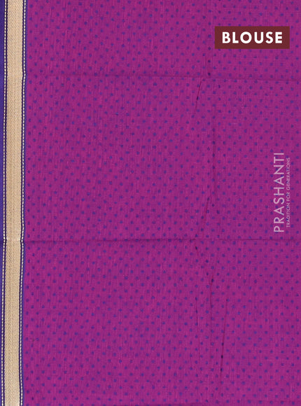Chettinad cotton saree navy blue and purple with thread woven buttas and rettapet paisley zari woven butta border