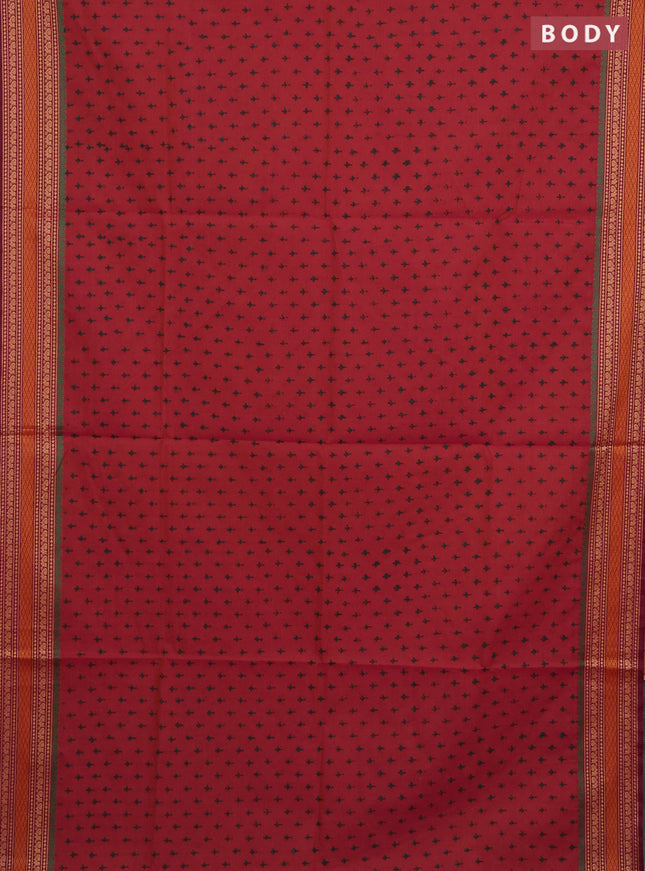 Chettinad cotton saree dual shade of pink and magenta pink with allover butta prints and thread woven border