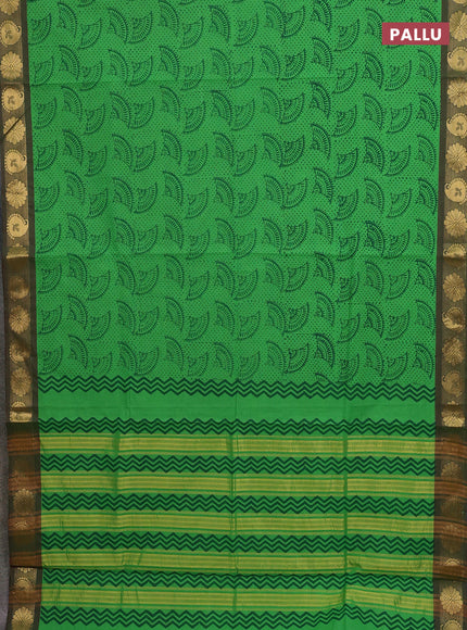 Chettinad cotton saree green and dual shade of greenish maroon with allover prints and zari woven border