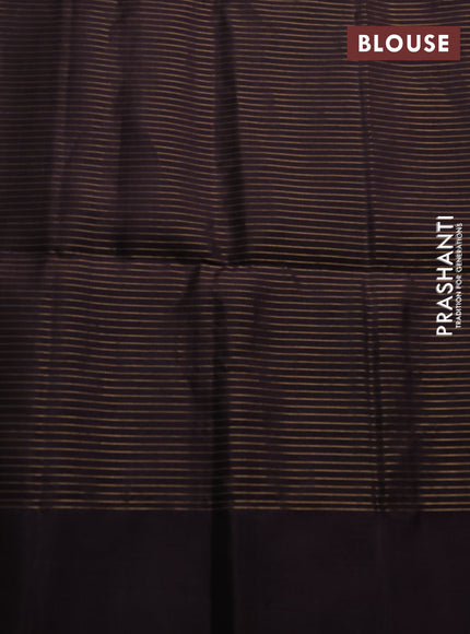 Pure soft silk saree rust shade and coffee brown with allover zari checks & buttas and simple border